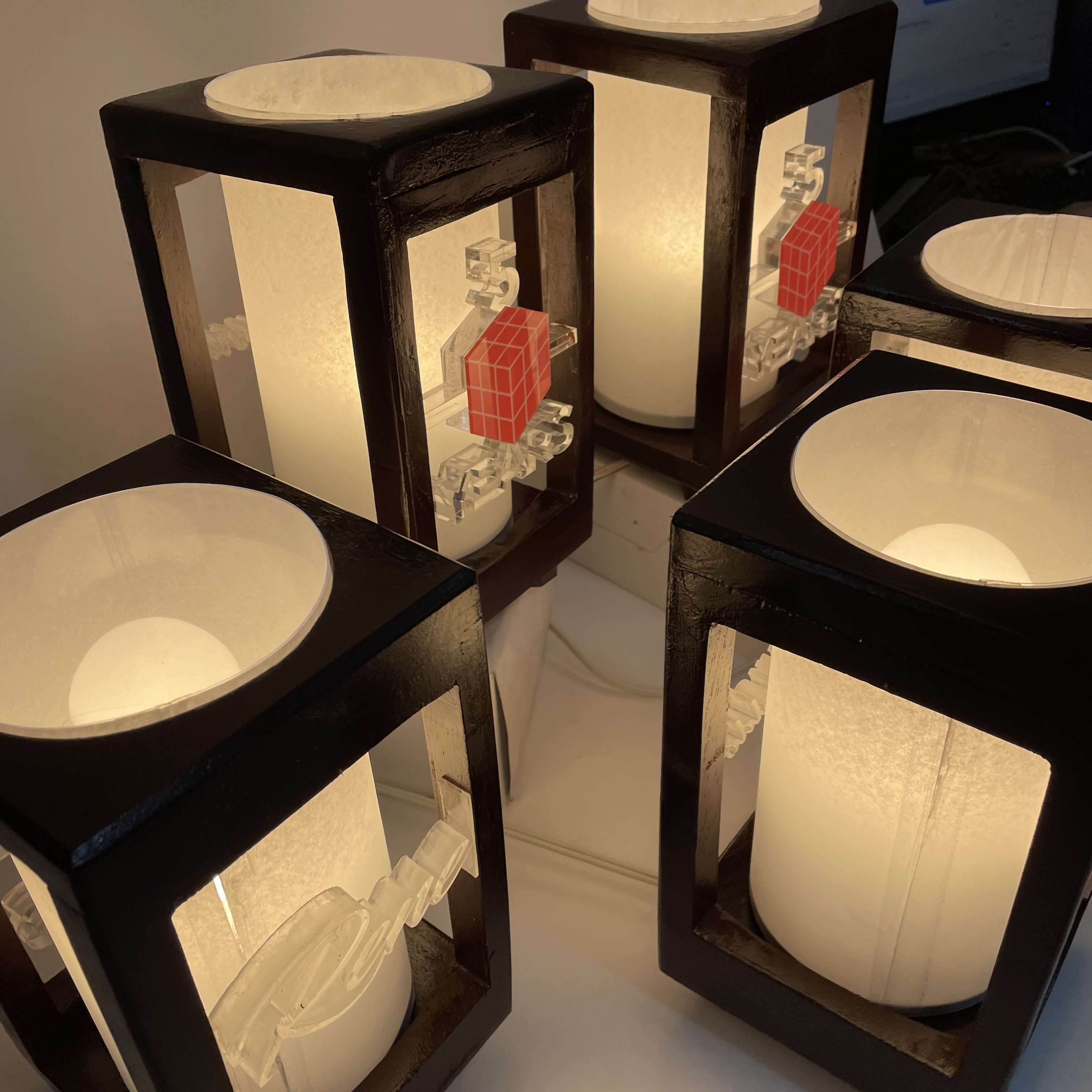 Wooden lamps with Acrylic names and Respective logo